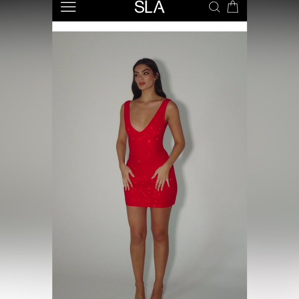 SLA the label crystal rhinestone red gigi dress xs nwt